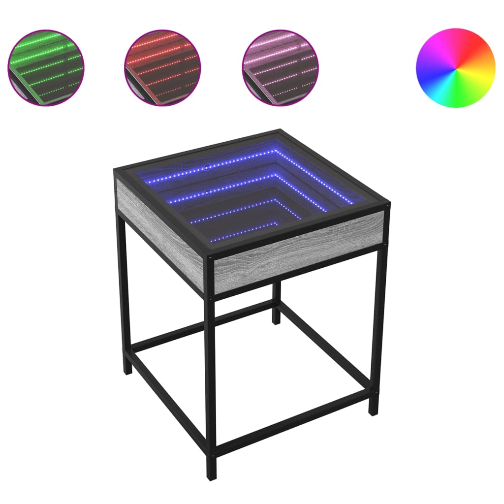 Salontafel met Infinity LED 40x40x51 cm grijs sonoma eikenkleur is nu te koop bij PeponiXL, paradijselijk wonen!