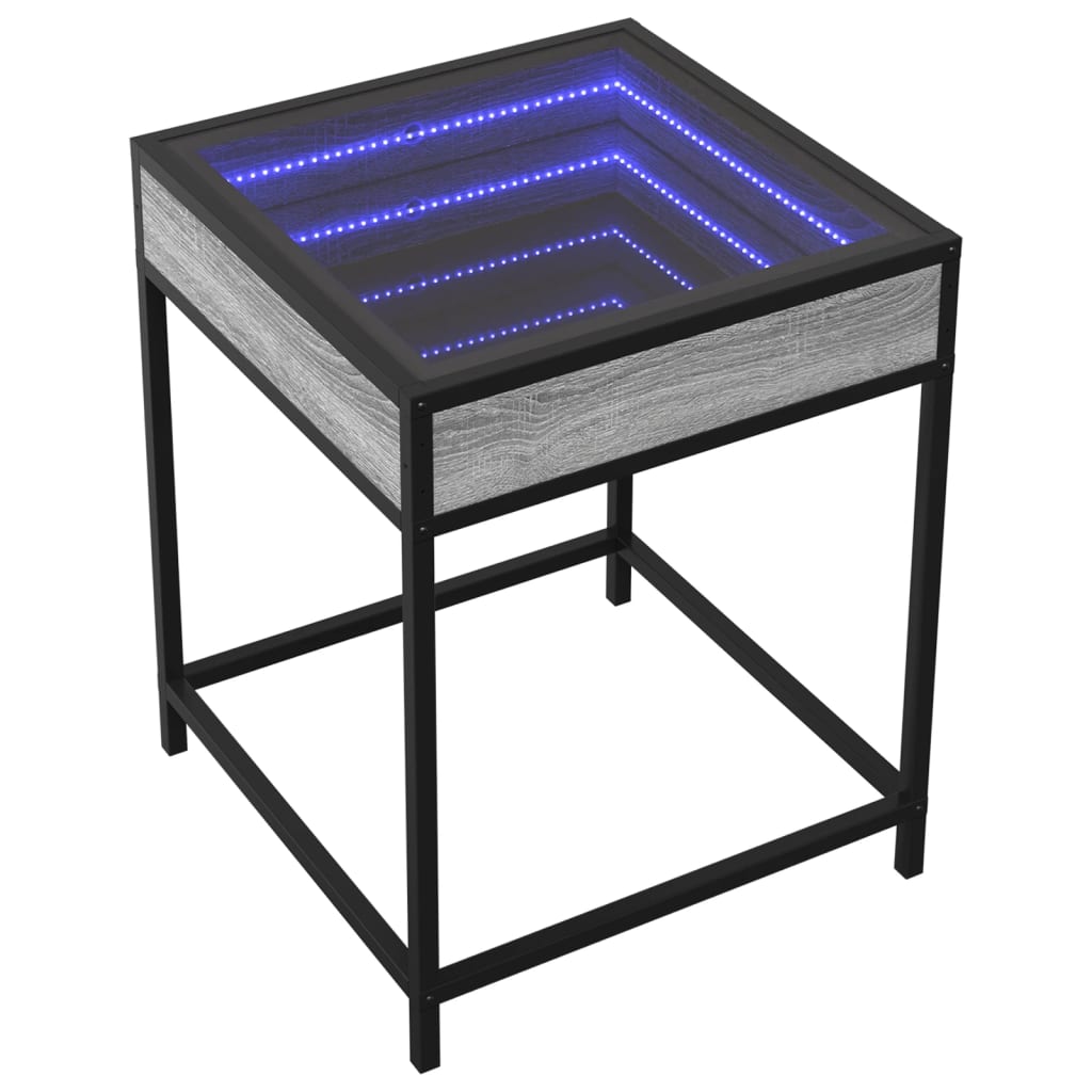 Salontafel met Infinity LED 40x40x51 cm grijs sonoma eikenkleur is nu te koop bij PeponiXL, paradijselijk wonen!