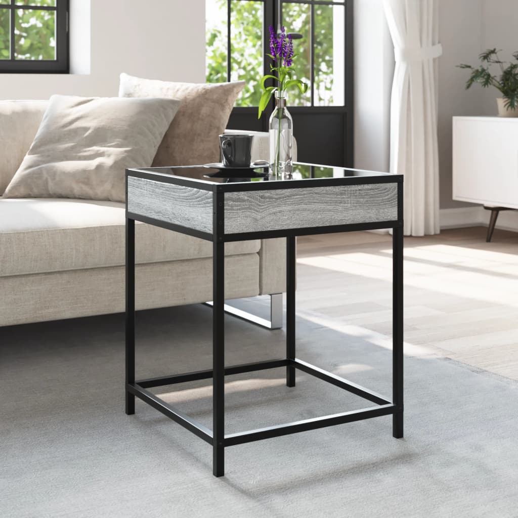 Salontafel met Infinity LED 40x40x51 cm grijs sonoma eikenkleur is nu te koop bij PeponiXL, paradijselijk wonen!