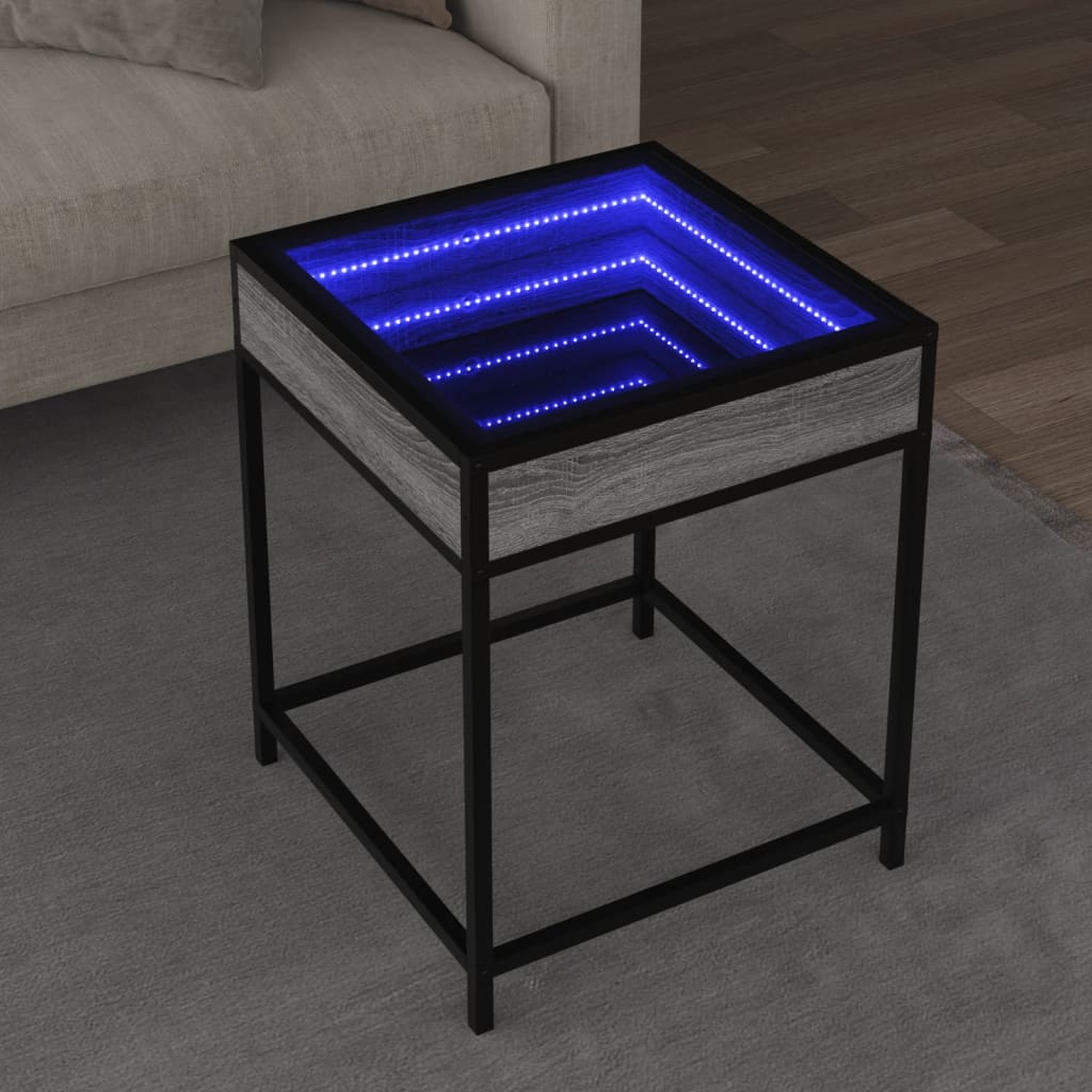 Salontafel met Infinity LED 40x40x51 cm grijs sonoma eikenkleur is nu te koop bij PeponiXL, paradijselijk wonen!