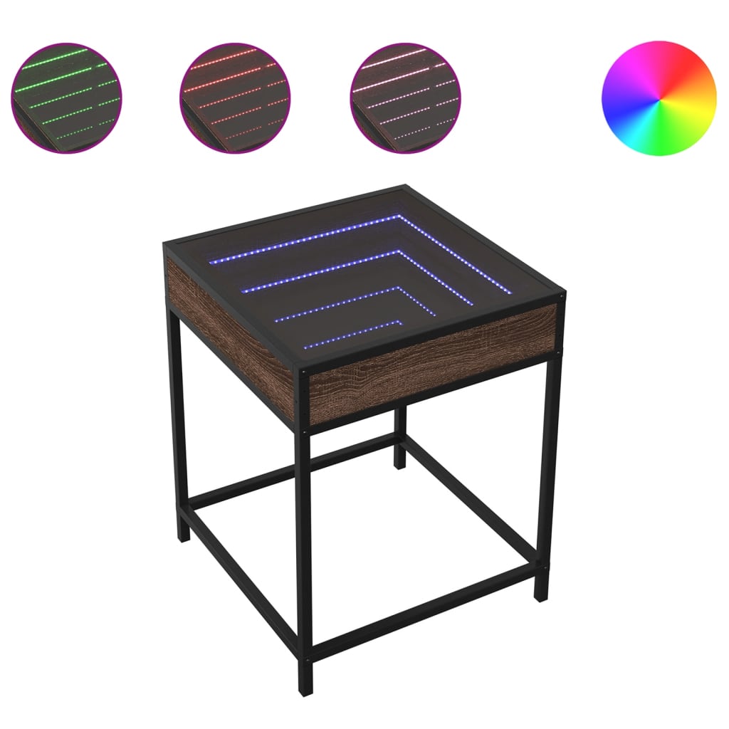 Salontafel met Infinity LED 40x40x51 cm bruin eikenkleurig is nu te koop bij PeponiXL, paradijselijk wonen!