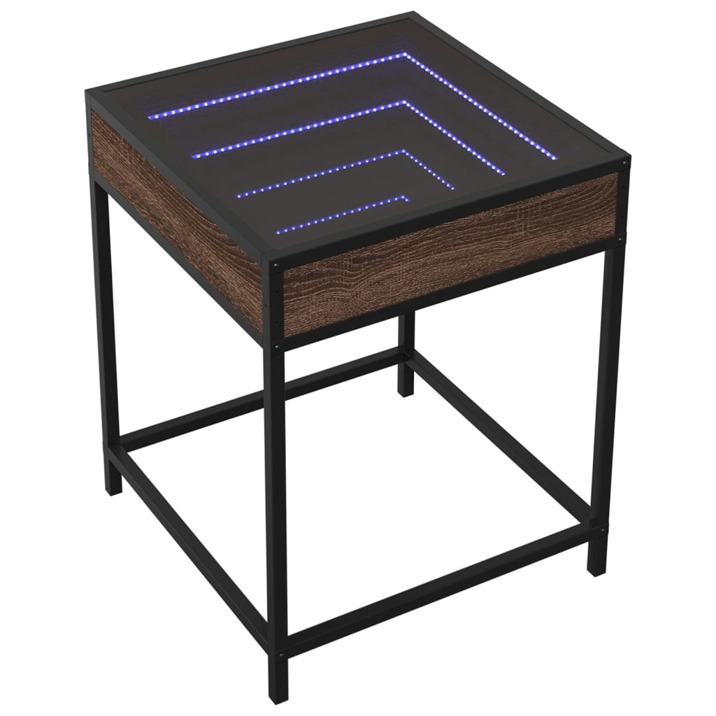 Salontafel met Infinity LED 40x40x51 cm bruin eikenkleurig is nu te koop bij PeponiXL, paradijselijk wonen!