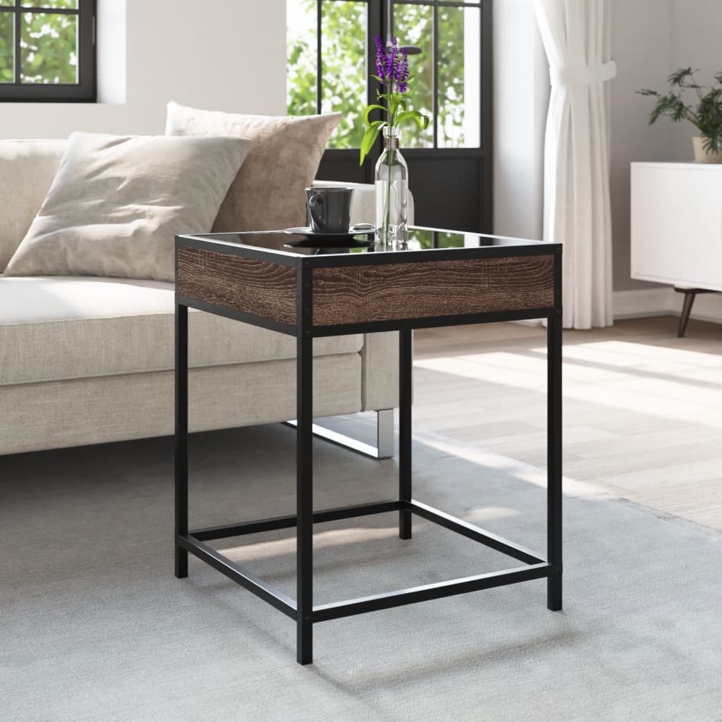 Salontafel met Infinity LED 40x40x51 cm bruin eikenkleurig is nu te koop bij PeponiXL, paradijselijk wonen!