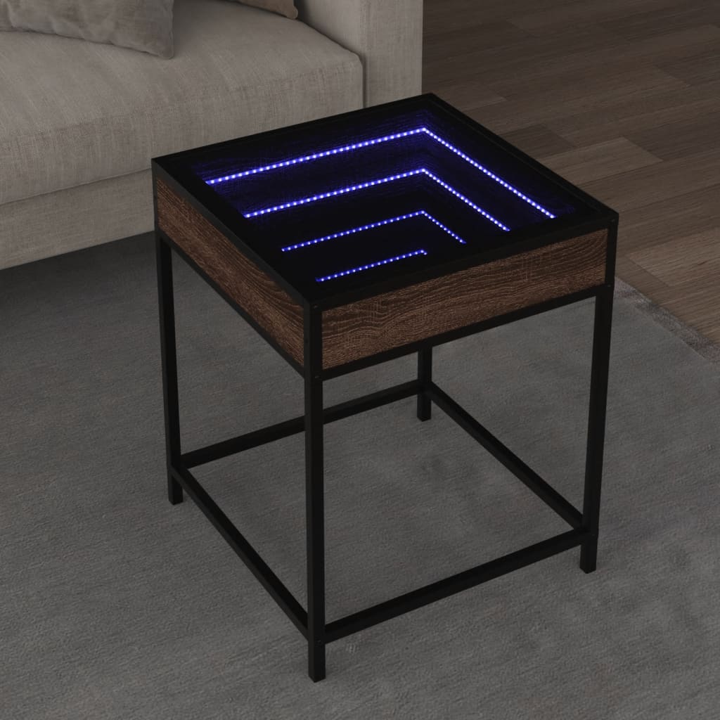 Salontafel met Infinity LED 40x40x51 cm bruin eikenkleurig is nu te koop bij PeponiXL, paradijselijk wonen!