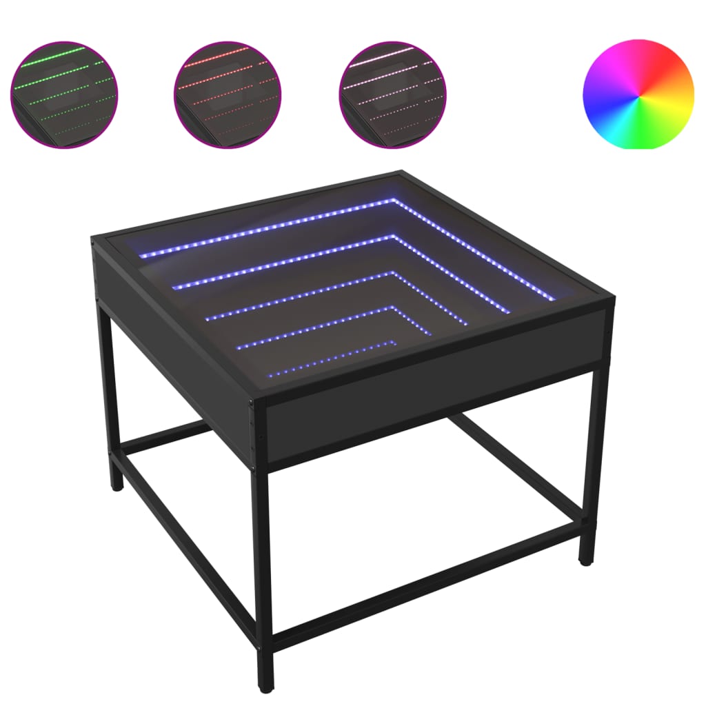 Salontafel met Infinity LED 50x50x41 cm zwart is nu te koop bij PeponiXL, paradijselijk wonen!
