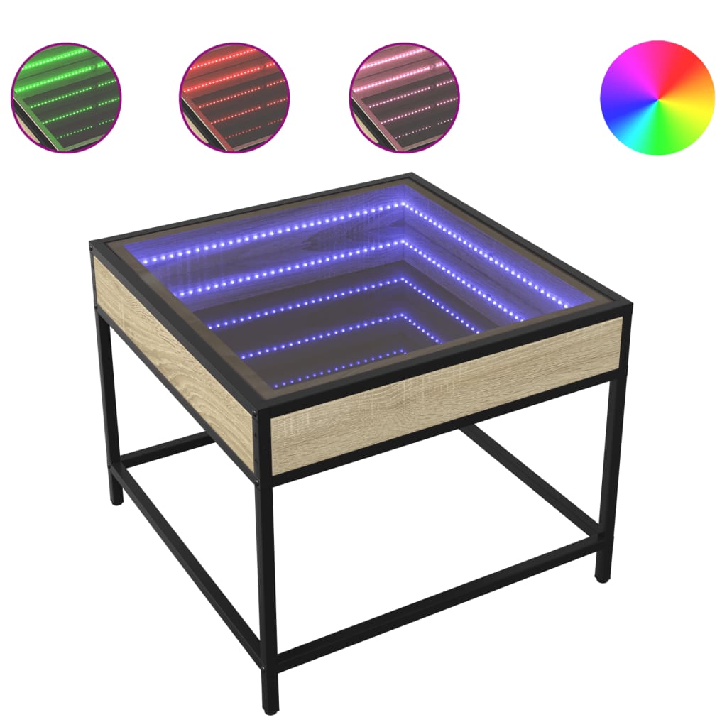 Salontafel met Infinity LED 50x50x41 cm sonoma eikenkleurig is nu te koop bij PeponiXL, paradijselijk wonen!