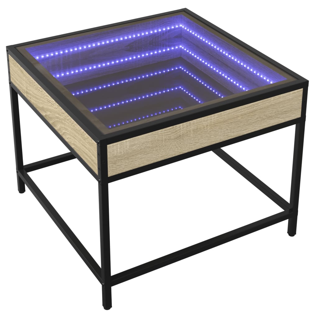 Salontafel met Infinity LED 50x50x41 cm sonoma eikenkleurig is nu te koop bij PeponiXL, paradijselijk wonen!