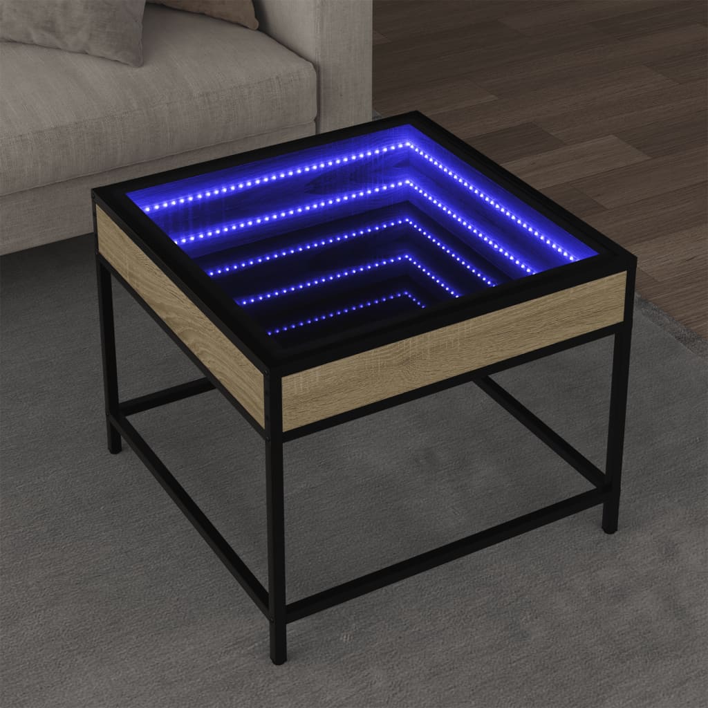 Salontafel met Infinity LED 50x50x41 cm sonoma eikenkleurig is nu te koop bij PeponiXL, paradijselijk wonen!