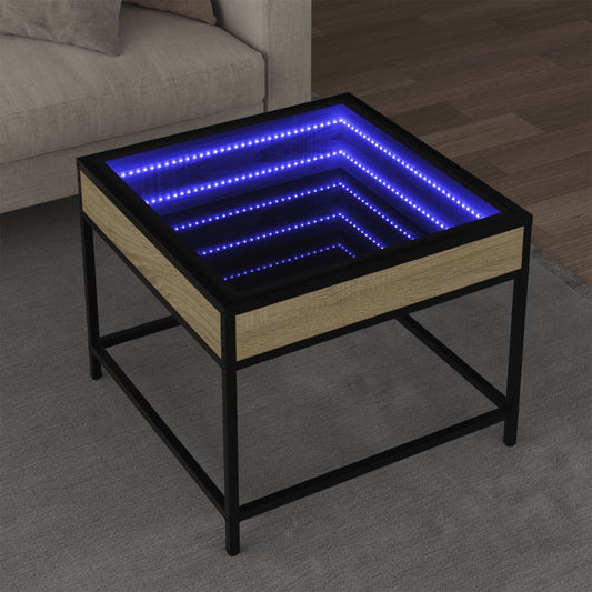 Salontafel met Infinity LED 50x50x41 cm sonoma eikenkleurig is nu te koop bij PeponiXL, paradijselijk wonen!