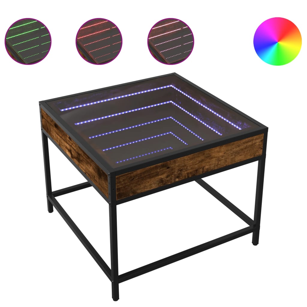 Salontafel met Infinity LED 50x50x41 cm gerookt eikenkleurig is nu te koop bij PeponiXL, paradijselijk wonen!