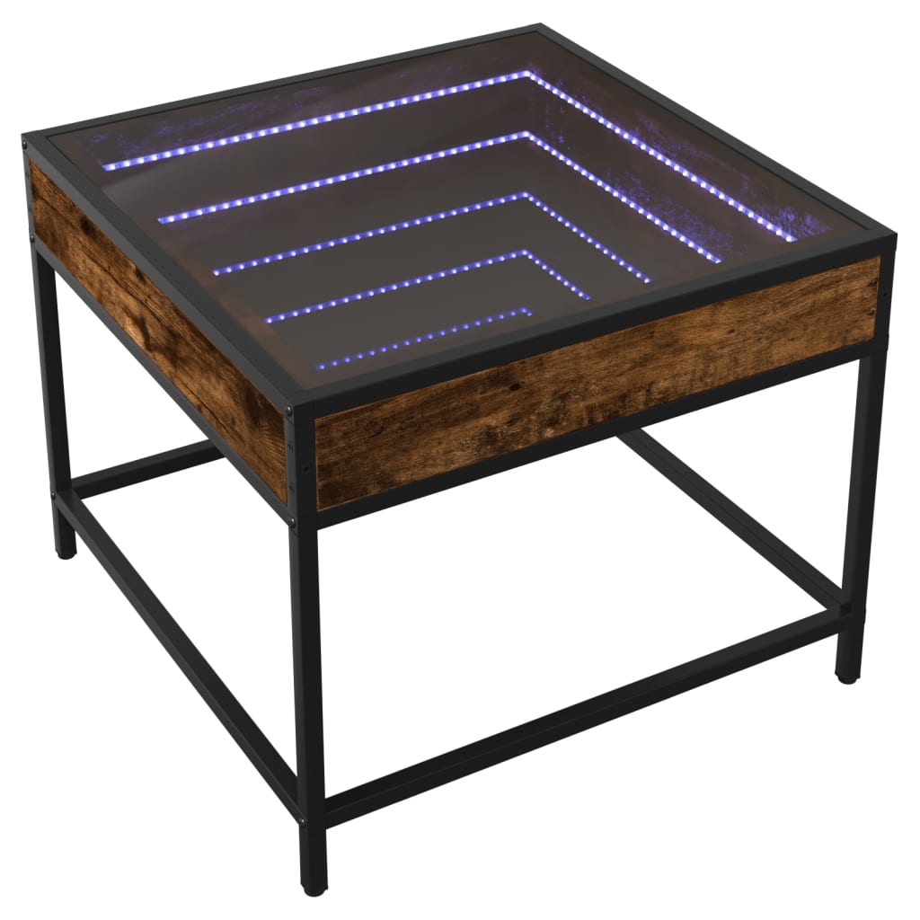 Salontafel met Infinity LED 50x50x41 cm gerookt eikenkleurig is nu te koop bij PeponiXL, paradijselijk wonen!
