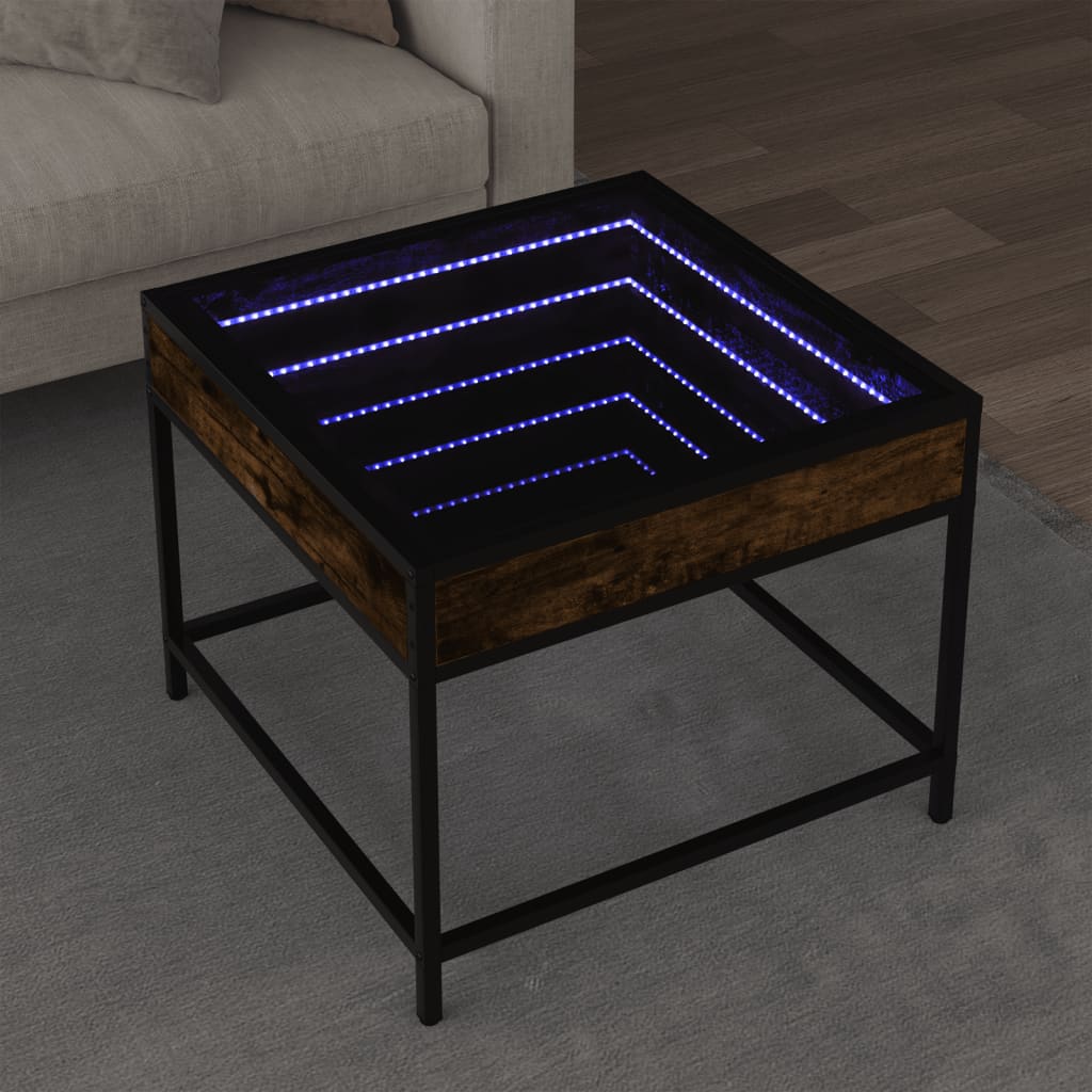 Salontafel met Infinity LED 50x50x41 cm gerookt eikenkleurig is nu te koop bij PeponiXL, paradijselijk wonen!