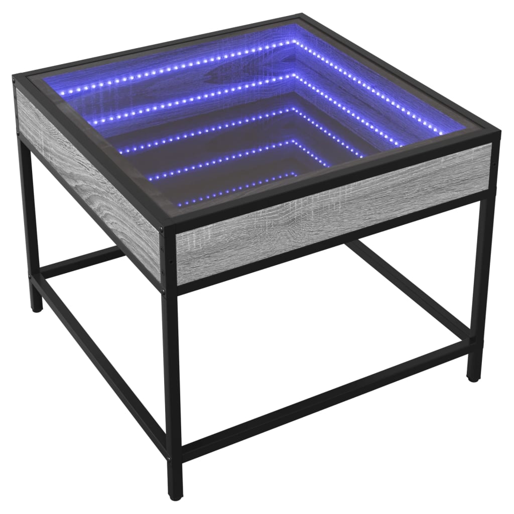 Salontafel met Infinity LED 50x50x41 cm grijs sonoma eikenkleur is nu te koop bij PeponiXL, paradijselijk wonen!