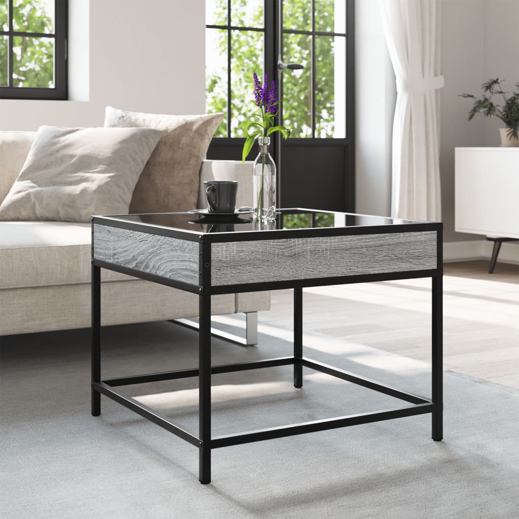 Salontafel met Infinity LED 50x50x41 cm grijs sonoma eikenkleur is nu te koop bij PeponiXL, paradijselijk wonen!