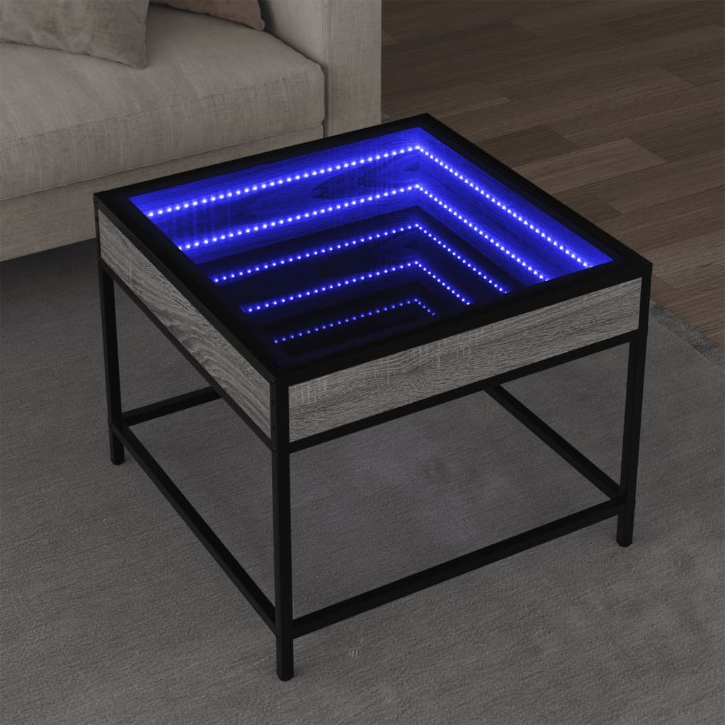 Salontafel met Infinity LED 50x50x41 cm grijs sonoma eikenkleur is nu te koop bij PeponiXL, paradijselijk wonen!