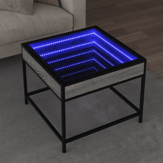 Salontafel met Infinity LED 50x50x41 cm grijs sonoma eikenkleur is nu te koop bij PeponiXL, paradijselijk wonen!