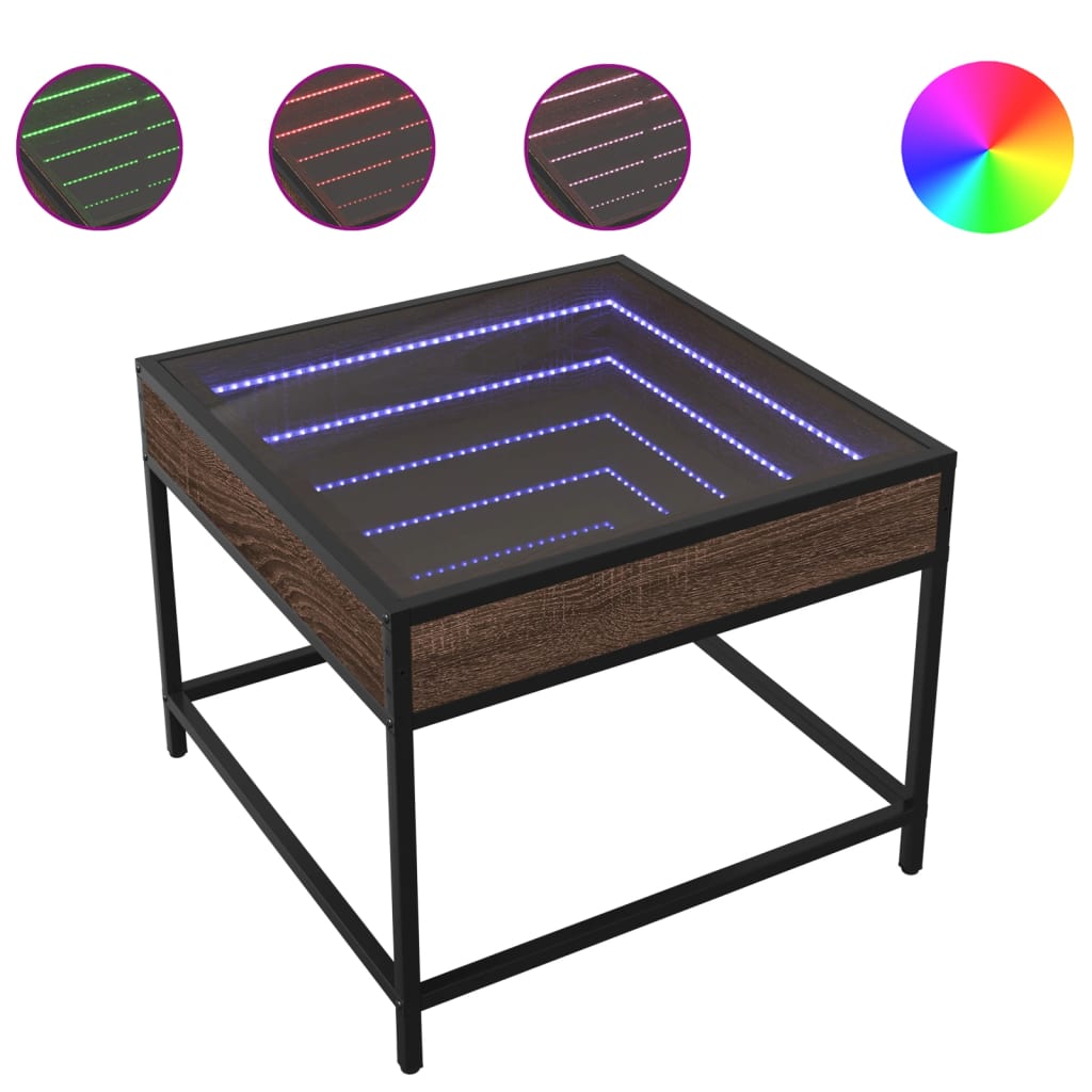 Salontafel met Infinity LED 50x50x41 cm bruin eikenkleurig is nu te koop bij PeponiXL, paradijselijk wonen!