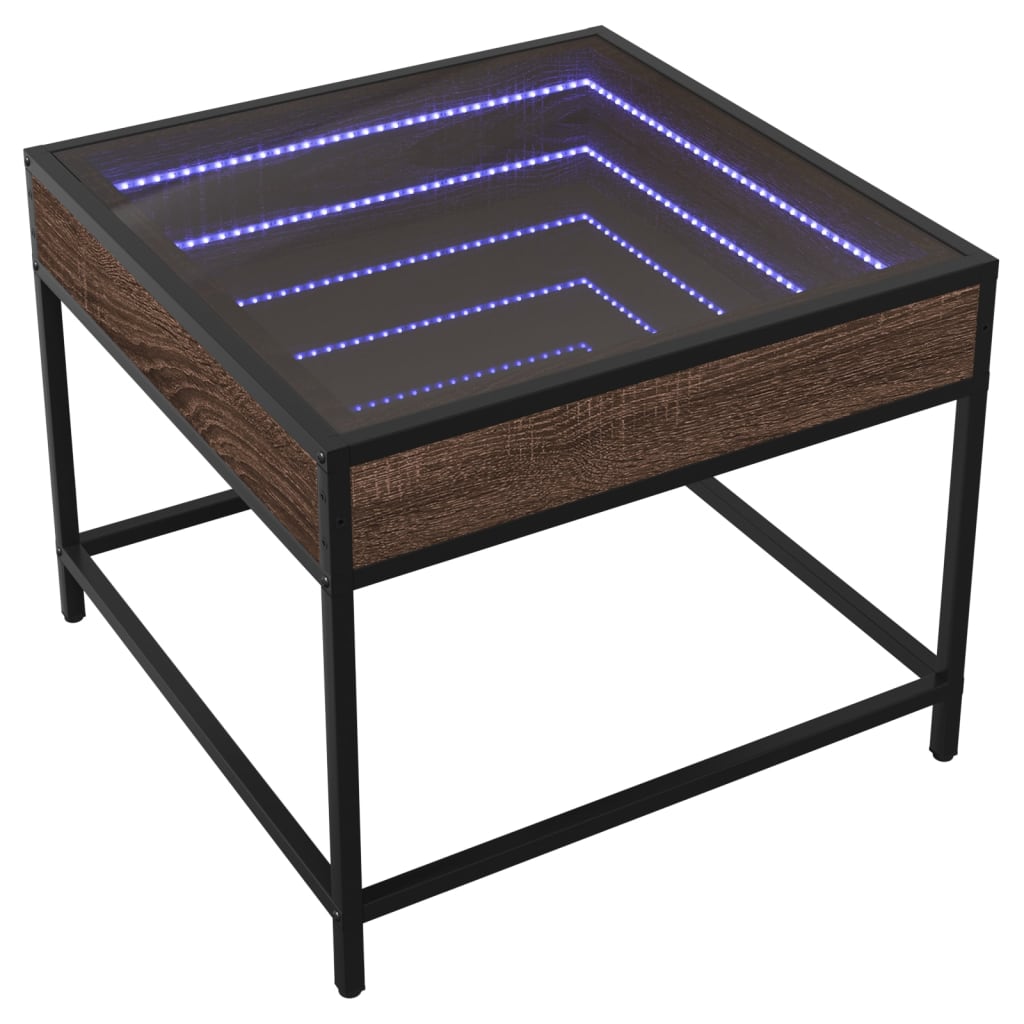 Salontafel met Infinity LED 50x50x41 cm bruin eikenkleurig is nu te koop bij PeponiXL, paradijselijk wonen!