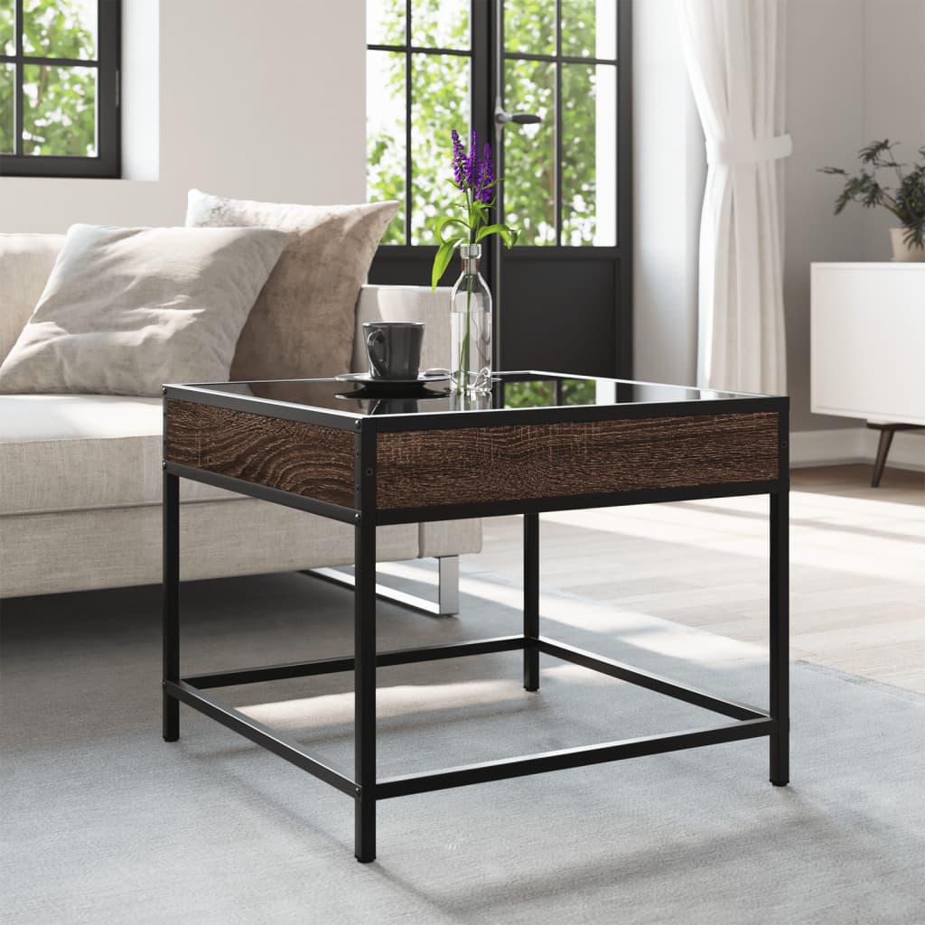 Salontafel met Infinity LED 50x50x41 cm bruin eikenkleurig is nu te koop bij PeponiXL, paradijselijk wonen!