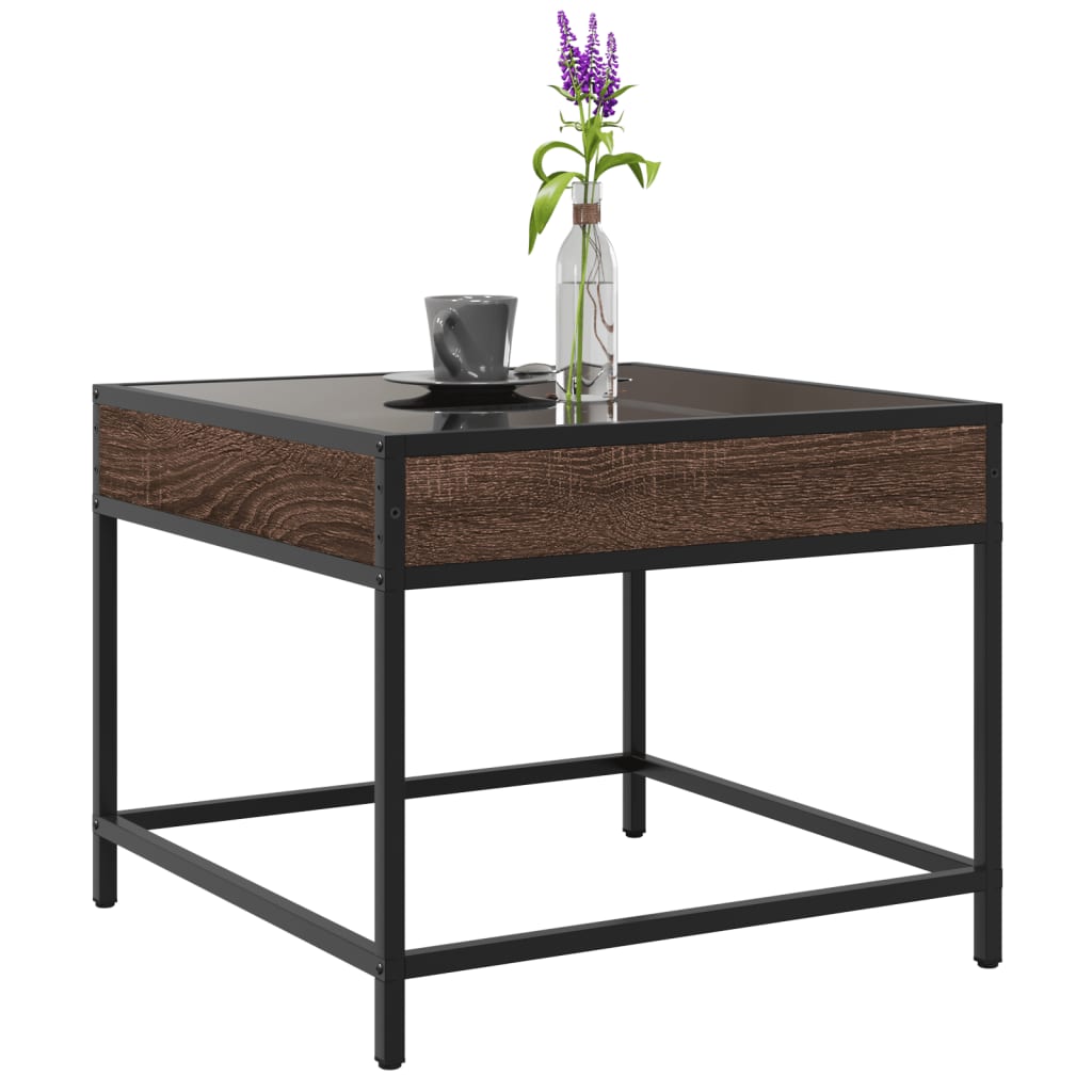 Salontafel met Infinity LED 50x50x41 cm bruin eikenkleurig is nu te koop bij PeponiXL, paradijselijk wonen!