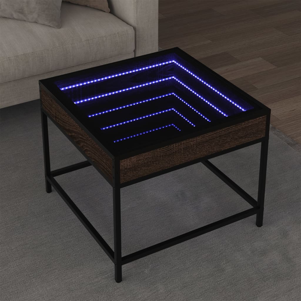 Salontafel met Infinity LED 50x50x41 cm bruin eikenkleurig is nu te koop bij PeponiXL, paradijselijk wonen!