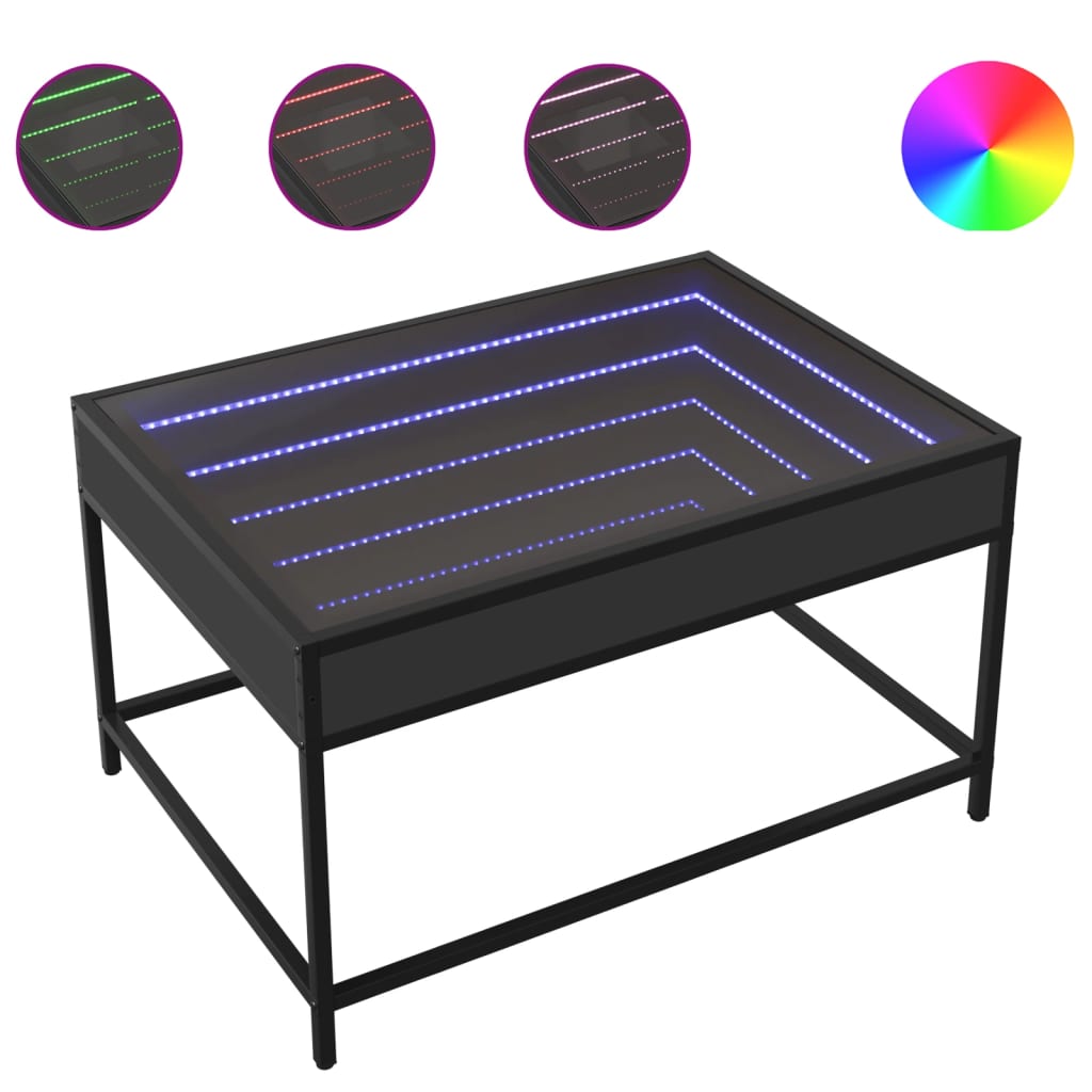 Salontafel met Infinity LED 70x50x41 cm zwart is nu te koop bij PeponiXL, paradijselijk wonen!