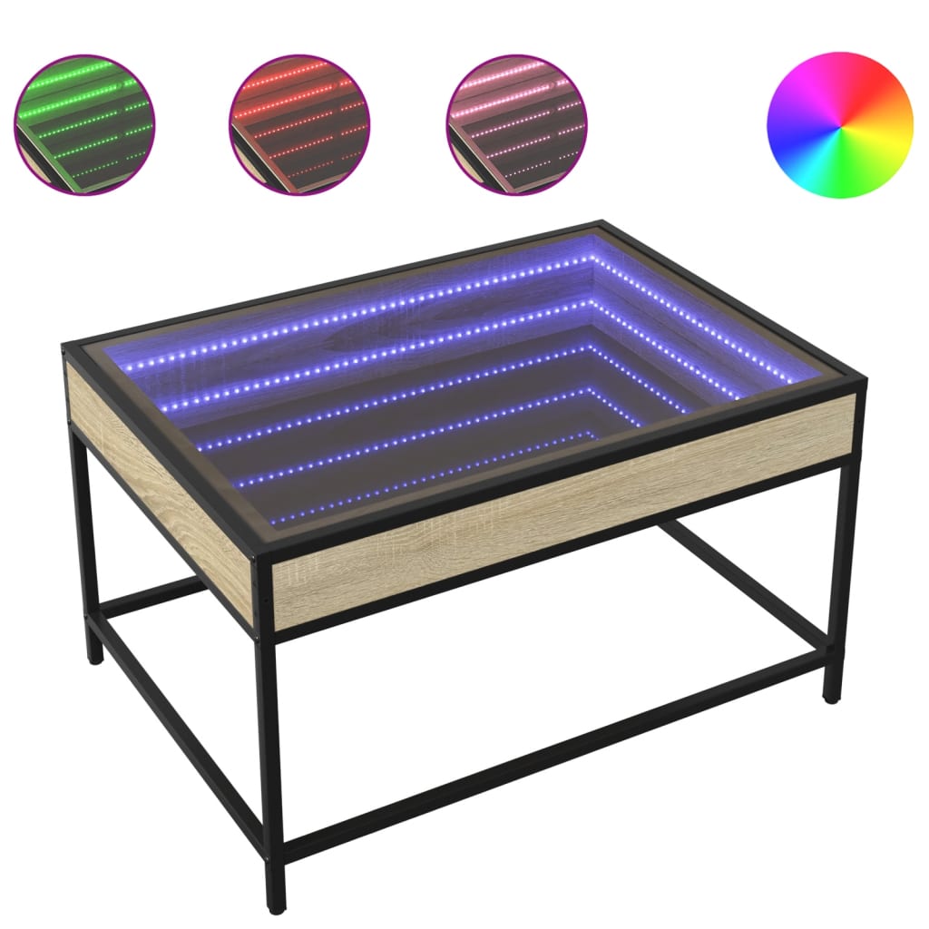 Salontafel met Infinity LED 70x50x41 cm sonoma eikenkleurig is nu te koop bij PeponiXL, paradijselijk wonen!