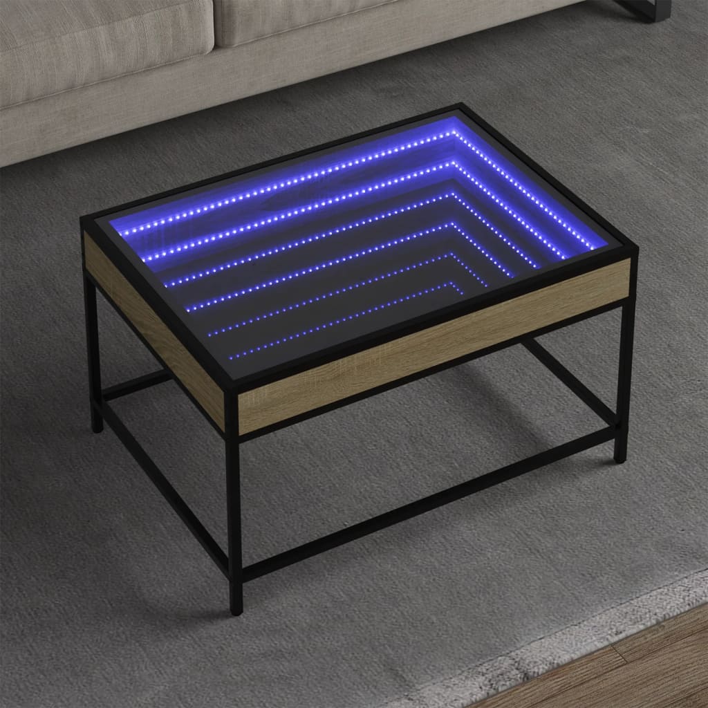 Salontafel met Infinity LED 70x50x41 cm sonoma eikenkleurig is nu te koop bij PeponiXL, paradijselijk wonen!