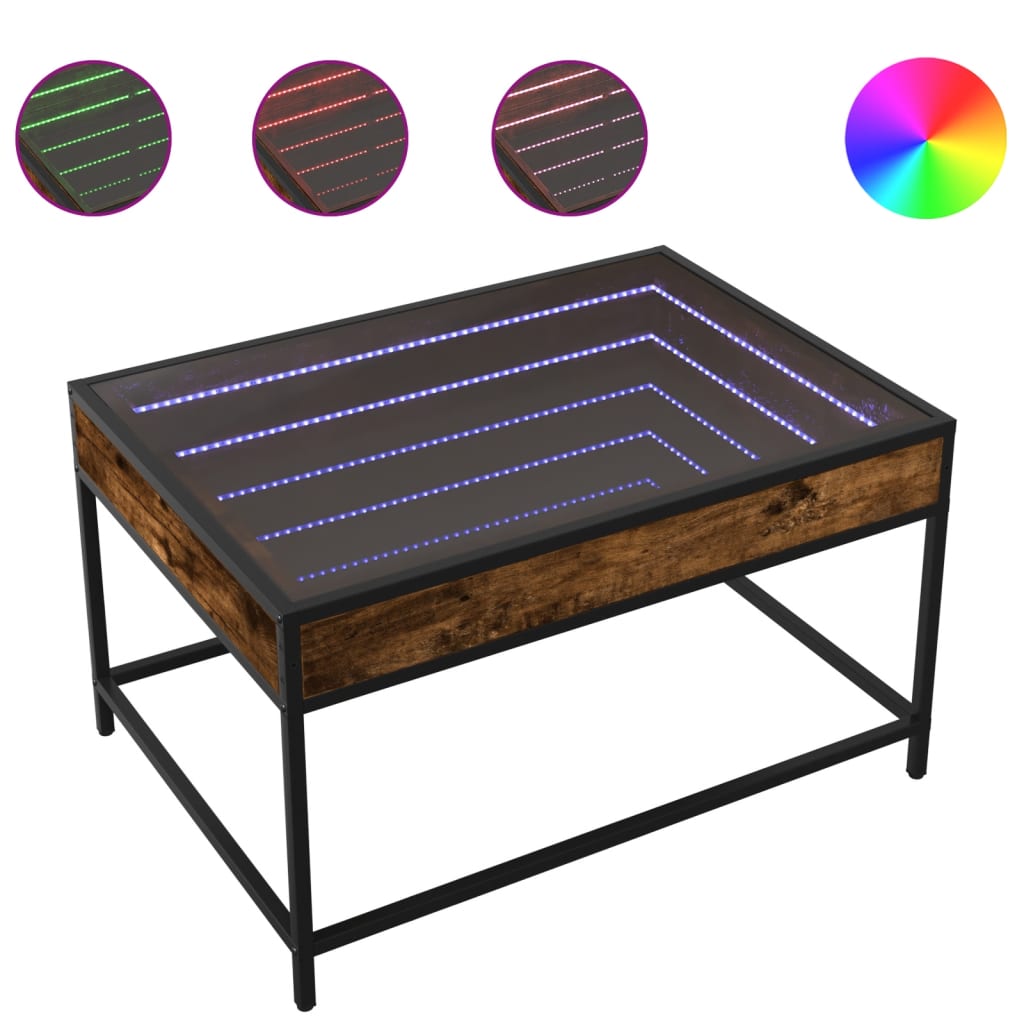 Salontafel met Infinity LED 70x50x41 cm gerookt eikenkleurig is nu te koop bij PeponiXL, paradijselijk wonen!