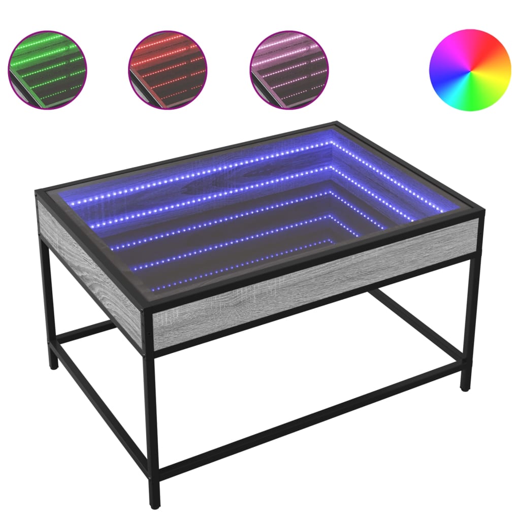 Salontafel met Infinity LED 70x50x41 cm grijs sonoma eikenkleur is nu te koop bij PeponiXL, paradijselijk wonen!