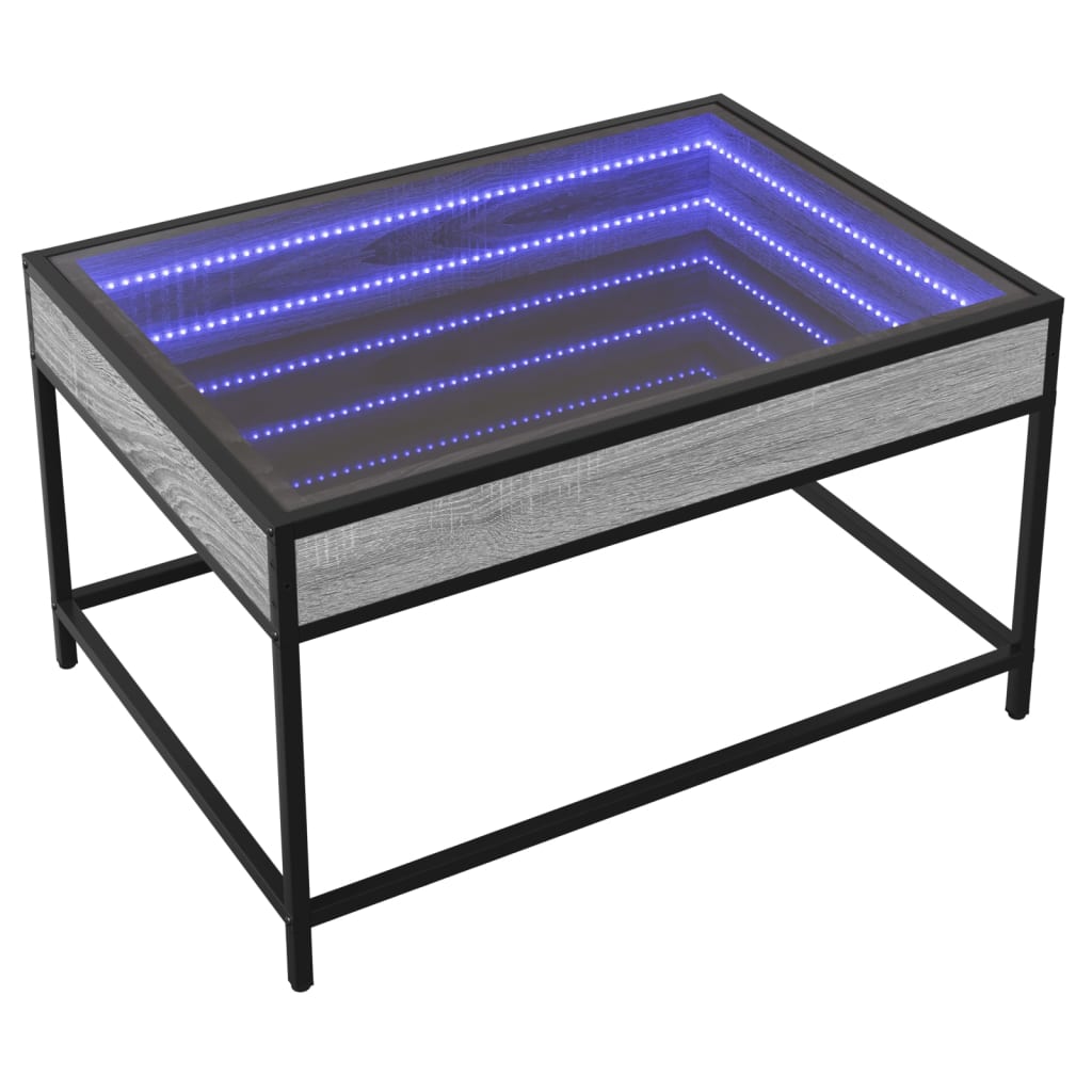 Salontafel met Infinity LED 70x50x41 cm grijs sonoma eikenkleur is nu te koop bij PeponiXL, paradijselijk wonen!