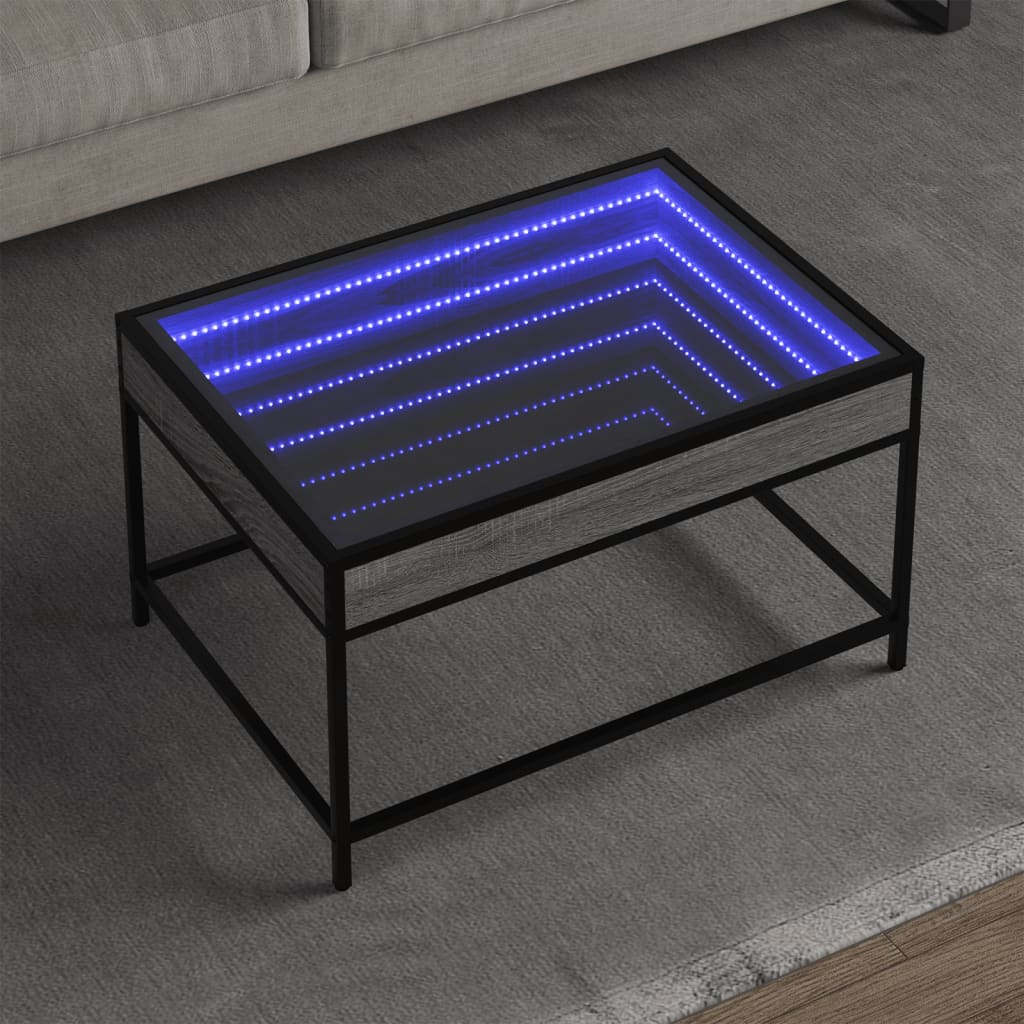 Salontafel met Infinity LED 70x50x41 cm grijs sonoma eikenkleur is nu te koop bij PeponiXL, paradijselijk wonen!