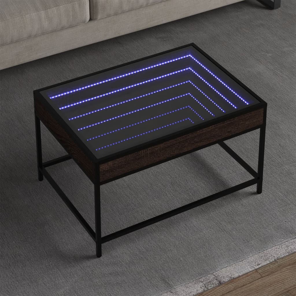 Salontafel met Infinity LED 70x50x41 cm bruin eikenkleurig is nu te koop bij PeponiXL, paradijselijk wonen!