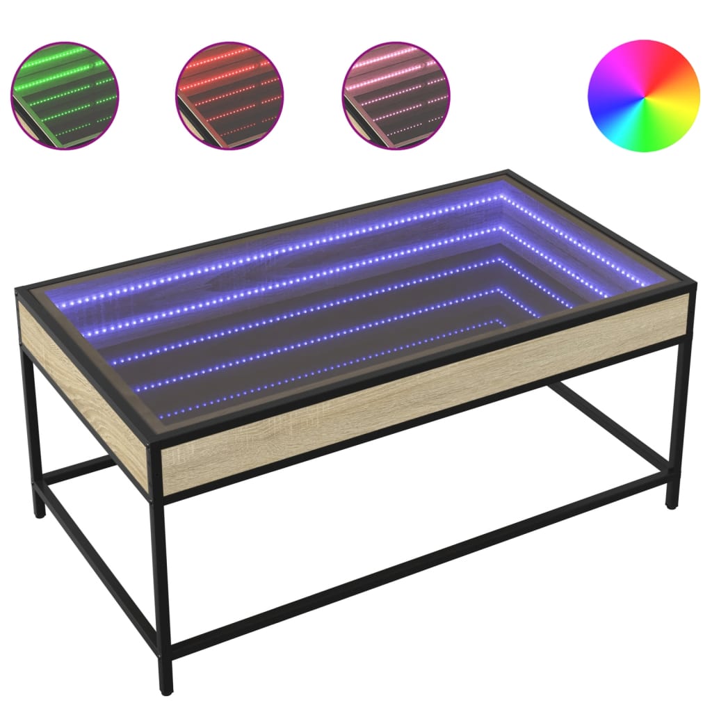 Salontafel met Infinity LED 90x50x41 cm sonoma eikenkleurig is nu te koop bij PeponiXL, paradijselijk wonen!
