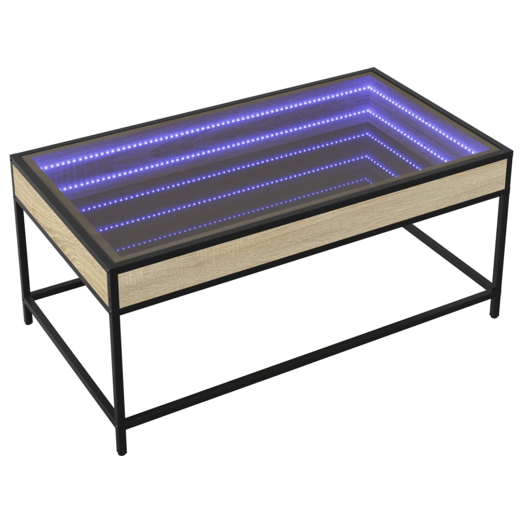 Salontafel met Infinity LED 90x50x41 cm sonoma eikenkleurig is nu te koop bij PeponiXL, paradijselijk wonen!