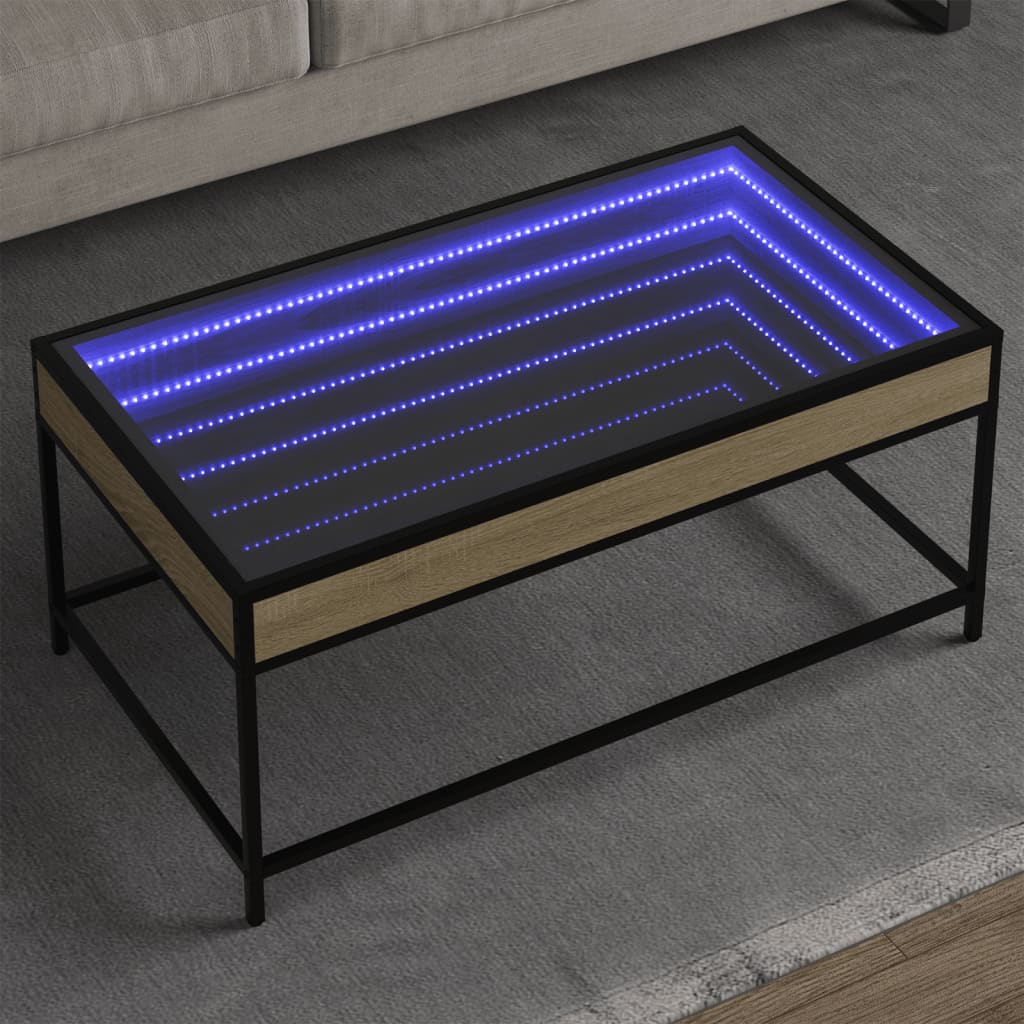 Salontafel met Infinity LED 90x50x41 cm sonoma eikenkleurig is nu te koop bij PeponiXL, paradijselijk wonen!