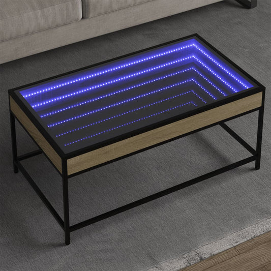 Salontafel met Infinity LED 90x50x41 cm sonoma eikenkleurig is nu te koop bij PeponiXL, paradijselijk wonen!
