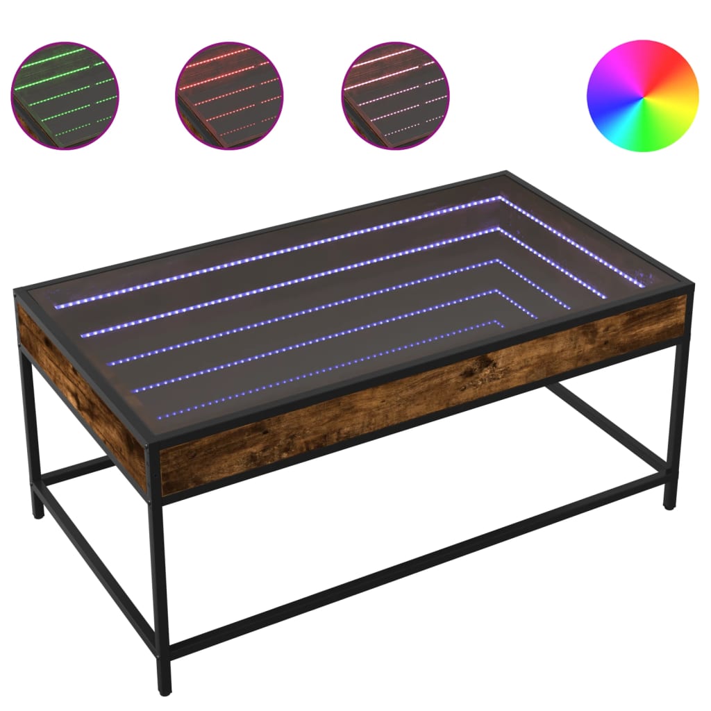Salontafel met Infinity LED 90x50x41 cm gerookt eikenkleurig is nu te koop bij PeponiXL, paradijselijk wonen!