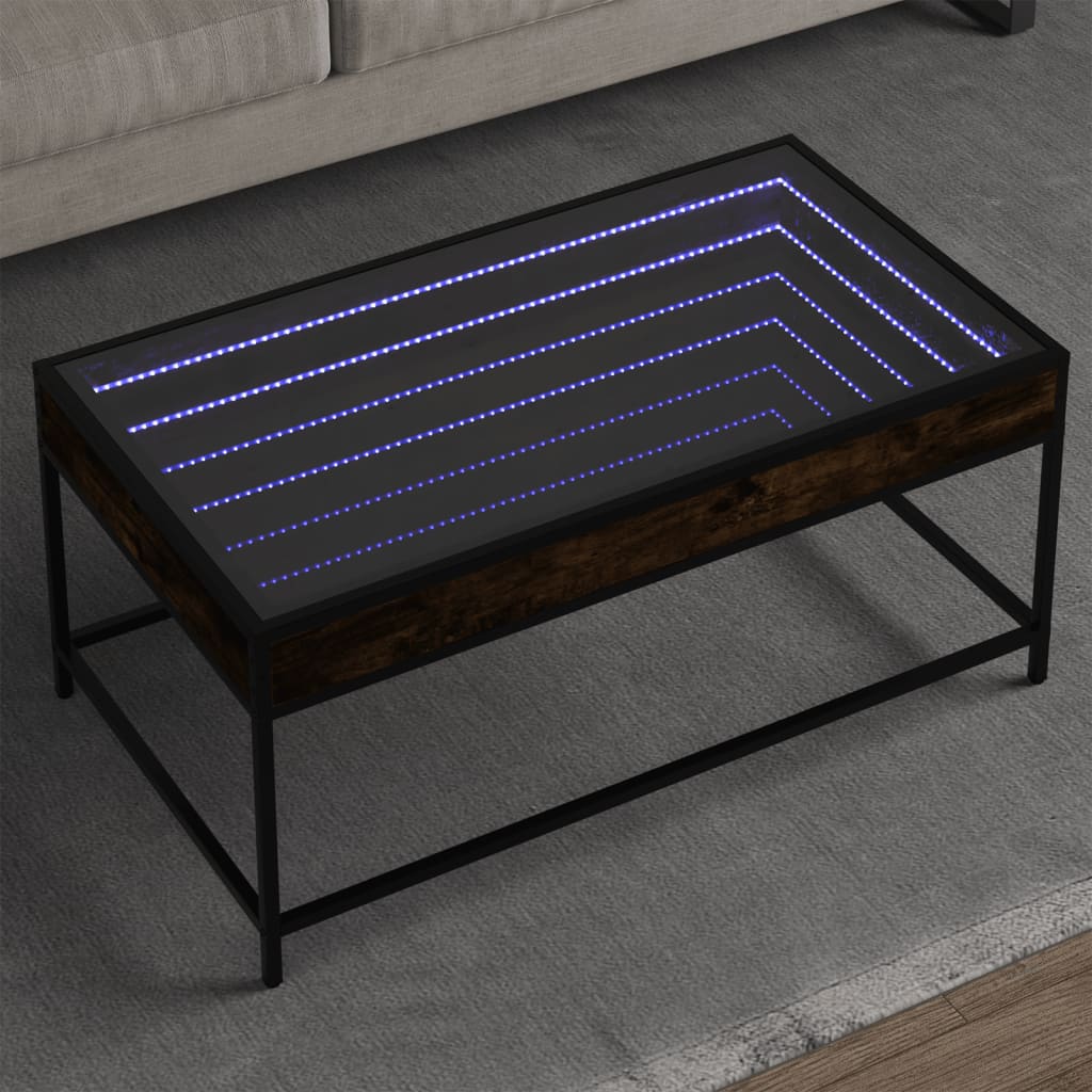 Salontafel met Infinity LED 90x50x41 cm gerookt eikenkleurig is nu te koop bij PeponiXL, paradijselijk wonen!