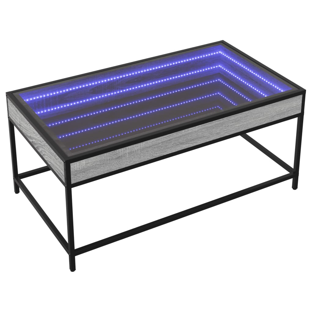 Salontafel met Infinity LED 90x50x41 cm grijs sonoma eikenkleur is nu te koop bij PeponiXL, paradijselijk wonen!