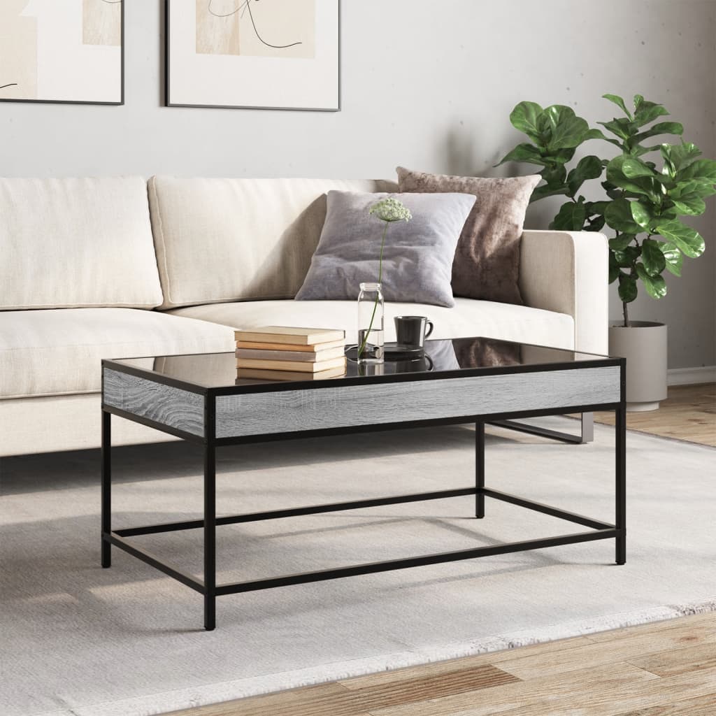 Salontafel met Infinity LED 90x50x41 cm grijs sonoma eikenkleur is nu te koop bij PeponiXL, paradijselijk wonen!