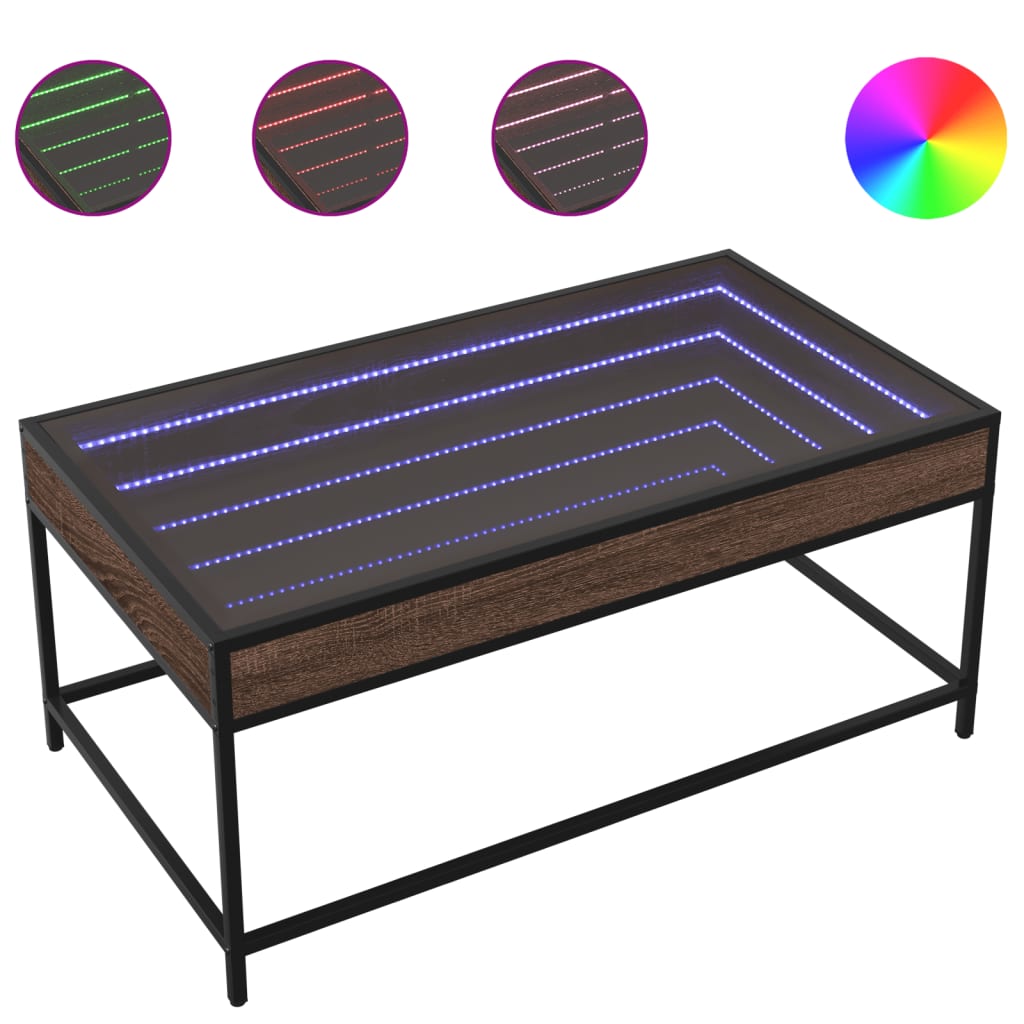 Salontafel met Infinity LED 90x50x41 cm bruin eikenkleurig is nu te koop bij PeponiXL, paradijselijk wonen!