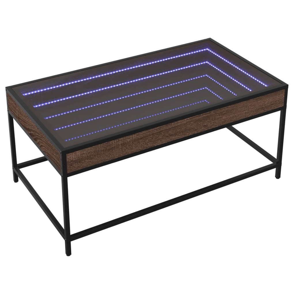 Salontafel met Infinity LED 90x50x41 cm bruin eikenkleurig is nu te koop bij PeponiXL, paradijselijk wonen!