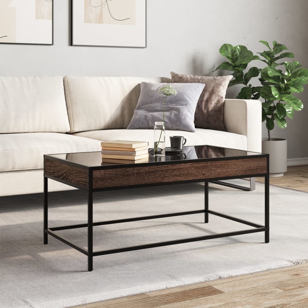 Salontafel met Infinity LED 90x50x41 cm bruin eikenkleurig is nu te koop bij PeponiXL, paradijselijk wonen!