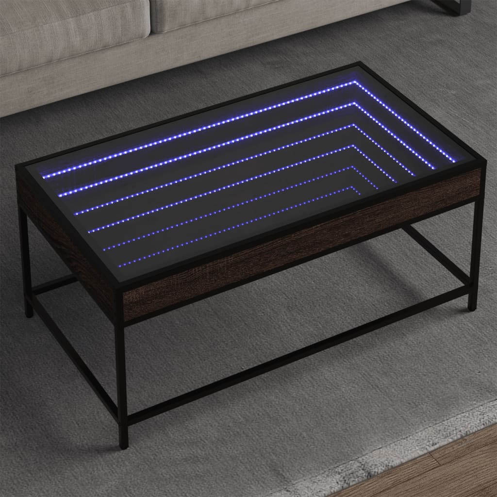 Salontafel met Infinity LED 90x50x41 cm bruin eikenkleurig is nu te koop bij PeponiXL, paradijselijk wonen!