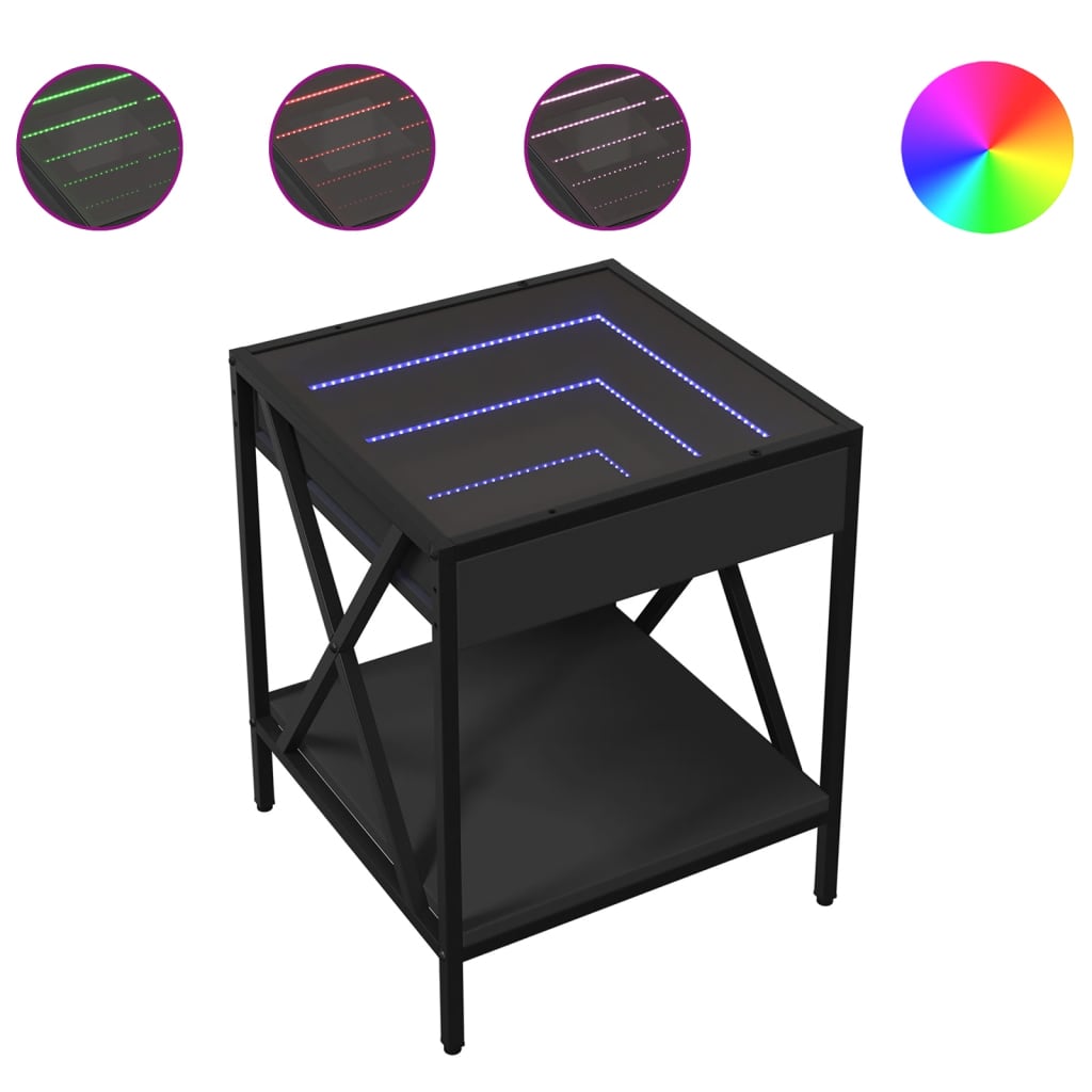 Salontafel met Infinity LED 40x40x49 cm zwart is nu te koop bij PeponiXL, paradijselijk wonen!