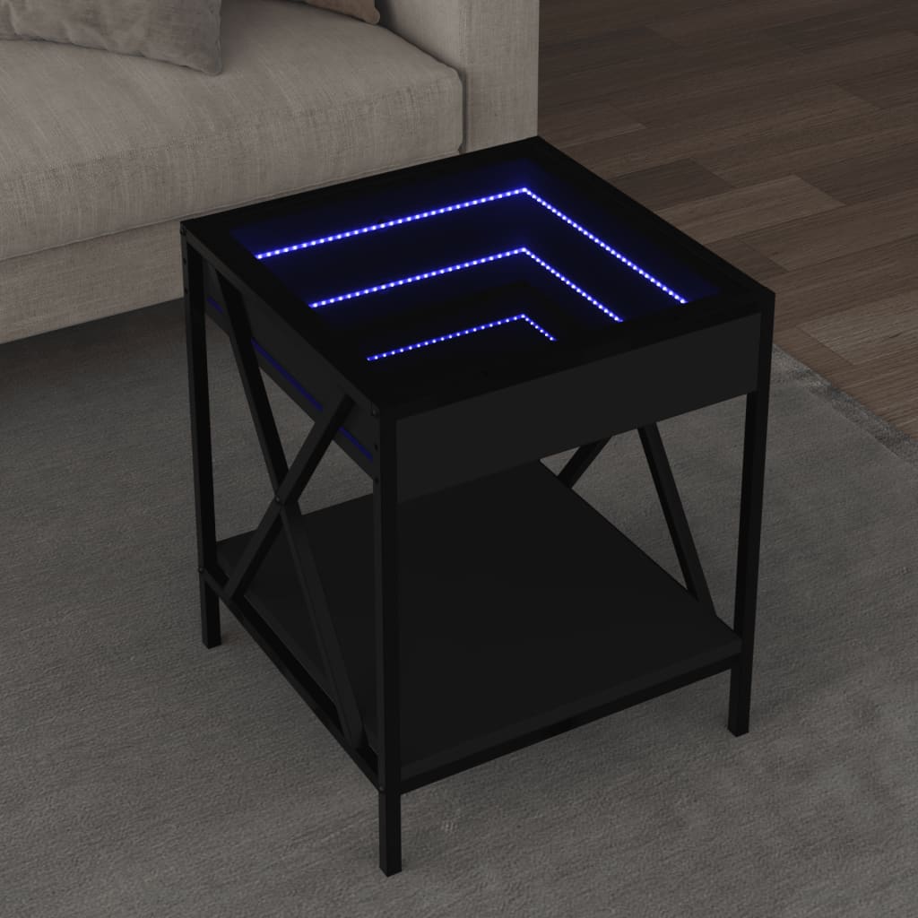 Salontafel met Infinity LED 40x40x49 cm zwart is nu te koop bij PeponiXL, paradijselijk wonen!