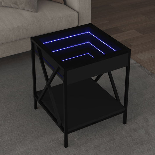 Salontafel met Infinity LED 40x40x49 cm zwart is nu te koop bij PeponiXL, paradijselijk wonen!