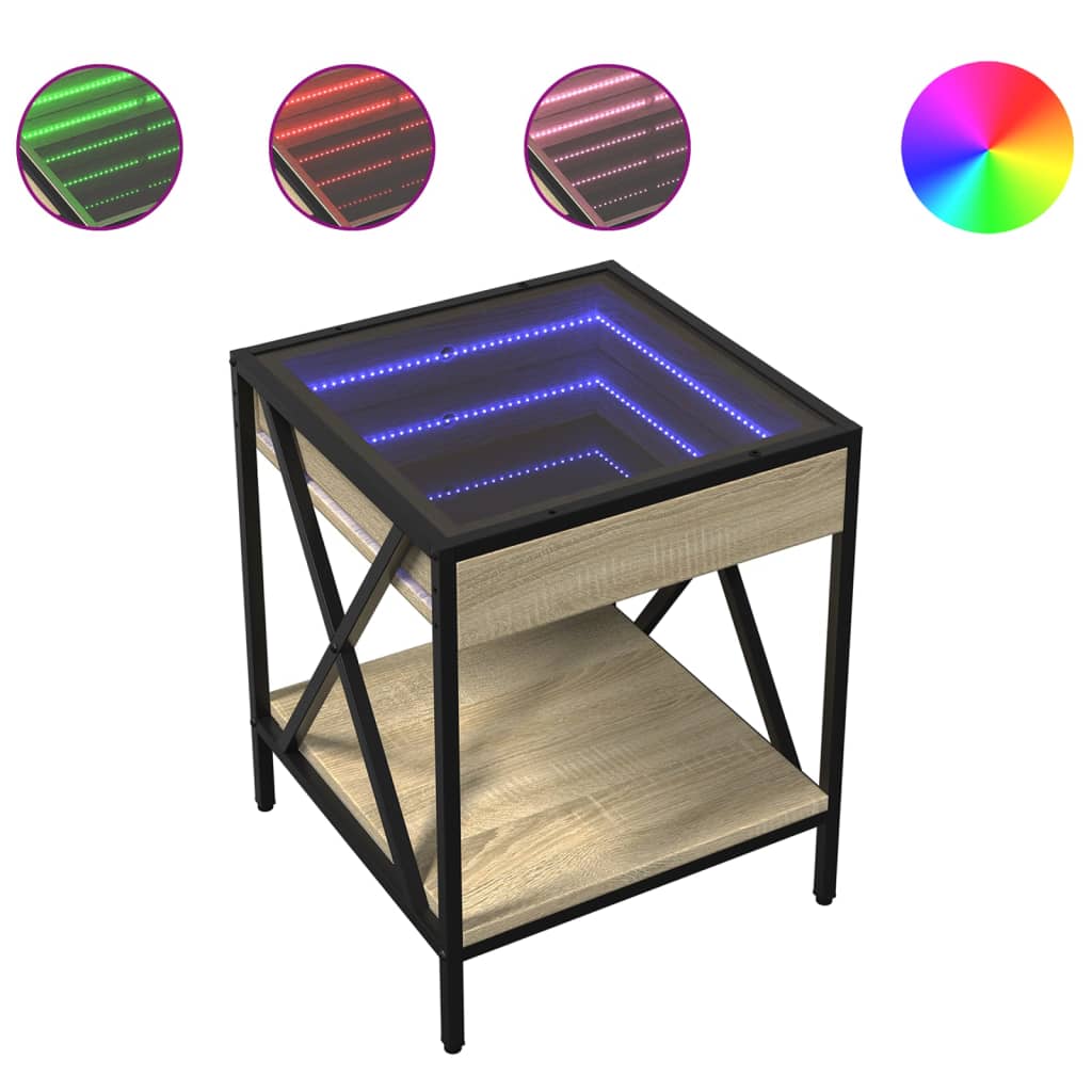 Salontafel met Infinity LED 40x40x49 cm sonoma eikenkleurig is nu te koop bij PeponiXL, paradijselijk wonen!