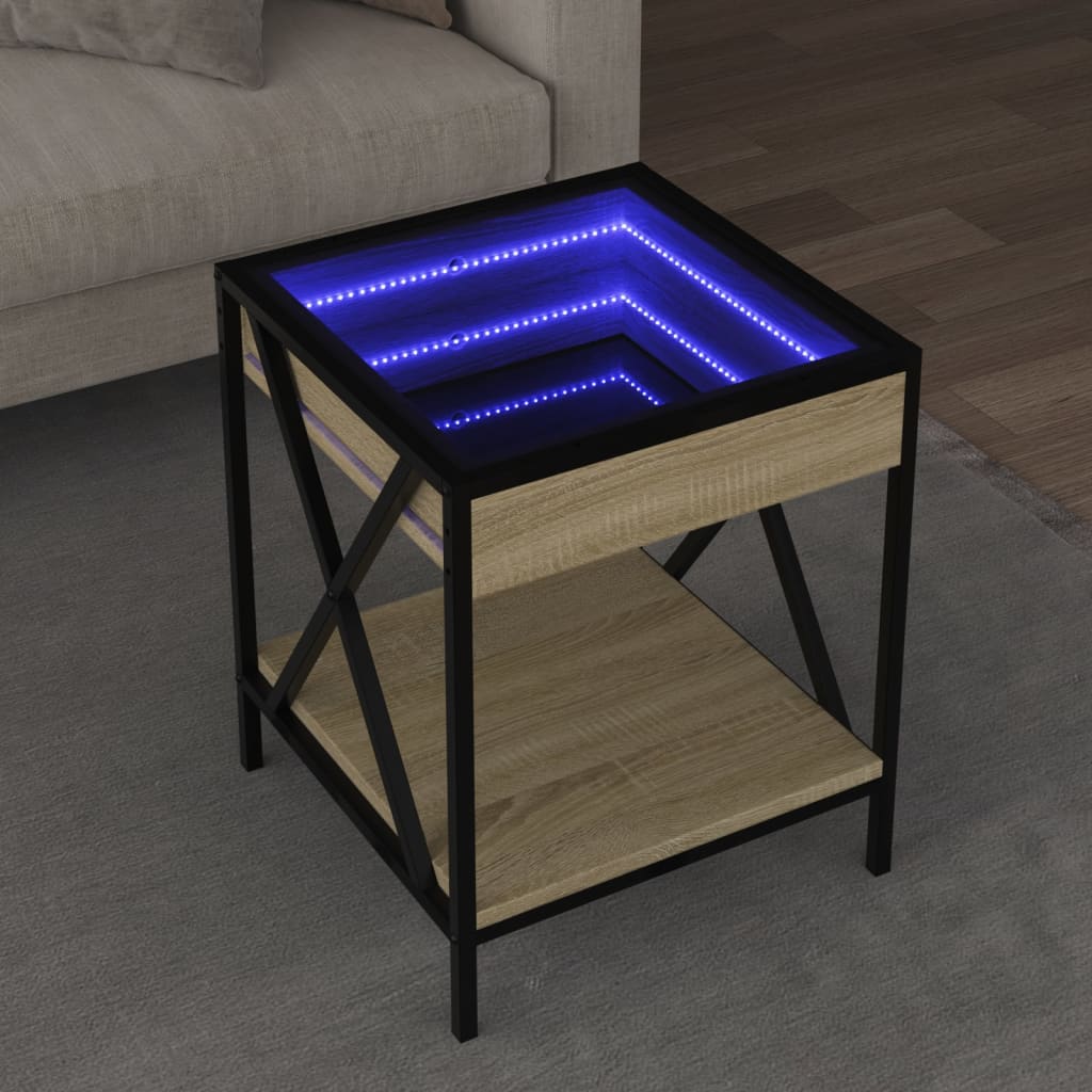 Salontafel met Infinity LED 40x40x49 cm sonoma eikenkleurig is nu te koop bij PeponiXL, paradijselijk wonen!